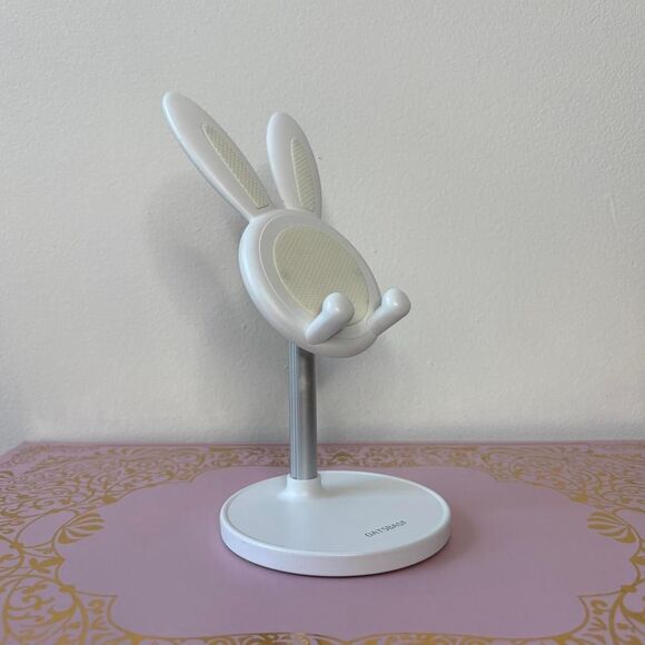 Bunny Phone Stand Display White Bunny Ears Desk Setup Computer Streamer Gamer - Picture 3 of 6